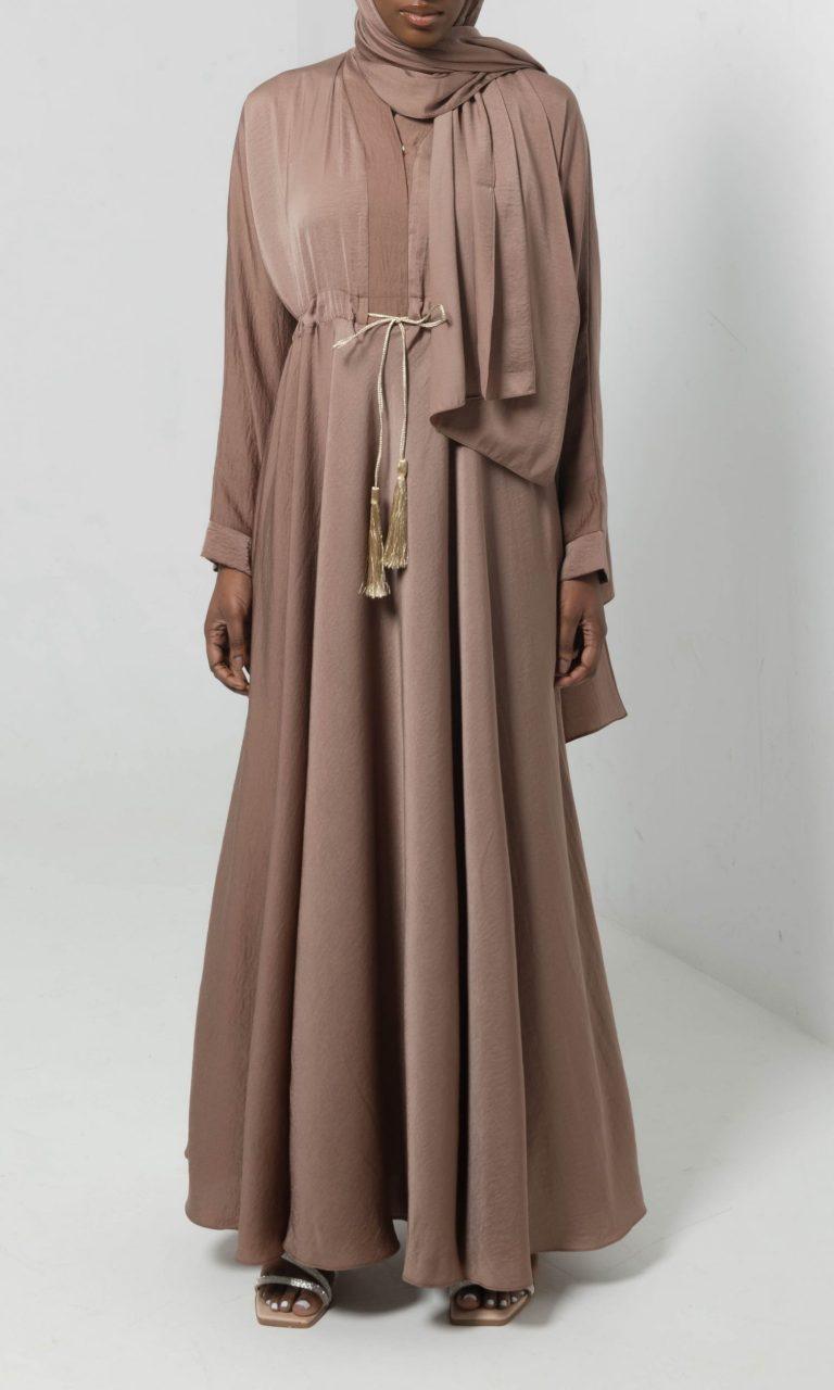 viscose flared abaya in mauve